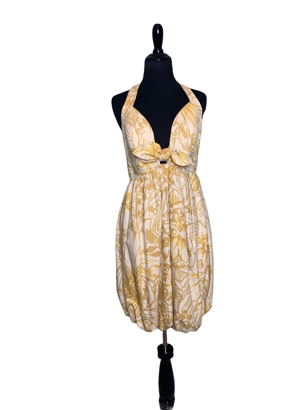 Tracy Reese Yellow floral halter mini dress size 4